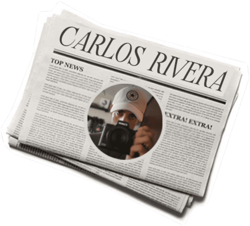 Retrato de Carlos Rivera, estilo recorte de periódico