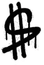 Ícono de dólar estilo graffiti, símbolo de Money Project